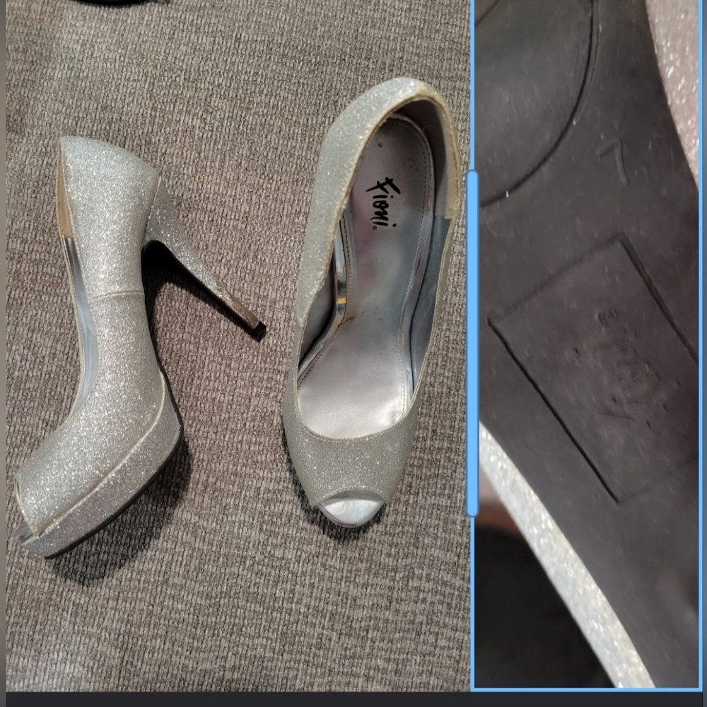 Fioni Sparkly Silver Heels - Size 7